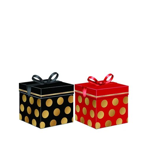 Caja De Regalo Circulos Dorados 30cm Diseño Aleatorio-1