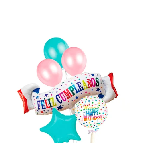 Set De Globos Feliz Cumpleaños 5Pcs Colores-1