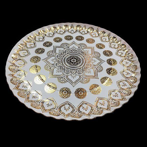 BANDEJA REDONDA MANDALA BLANCO 35 CM X1 UNI-0