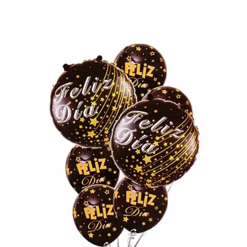 Set De Globos Latex Feliz Dia Negro 7Pcs-1