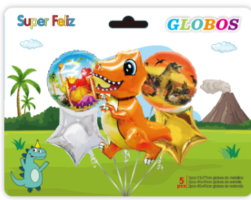 GLOBOS DINOSAURIOS/NARANJO / ESTRELLA-0