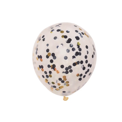 Globo De Latex Con Challa Circulos Negro Oro 24"-60cm-0