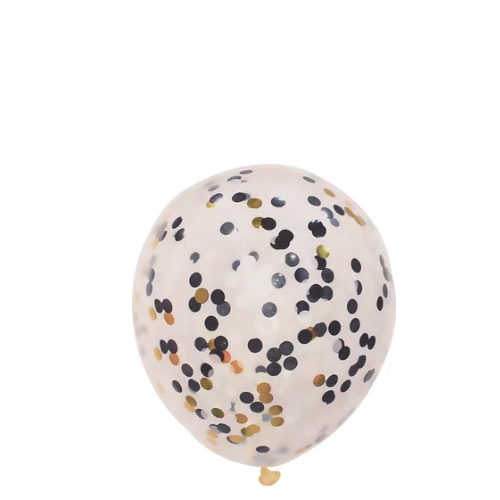 Globo De Latex Con Challa Circulos Negro Oro 24"-60cm-1