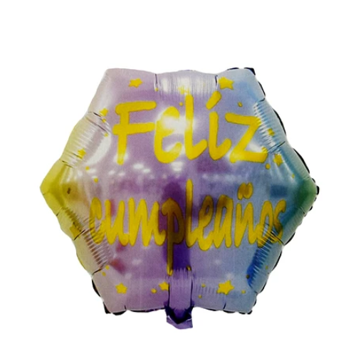 Globo Metalico Feliz Cumpleaños Amarillo/lila 45 cm-1