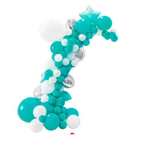 Arco De Globos Orgánico Turquesa Con Estrella 68Pcs-0