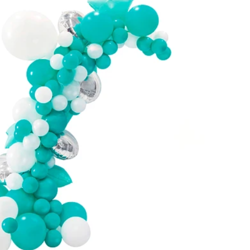 Arco De Globos Orgánico Turquesa Con Estrella 68Pcs-1