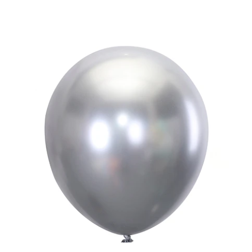 Globos Cromados Plateado 15cm 25un-1