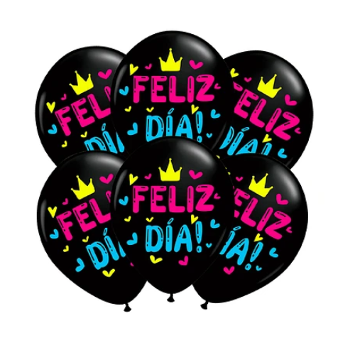 Set De Dlobos Latex Negro Feliz Dia 6un-0
