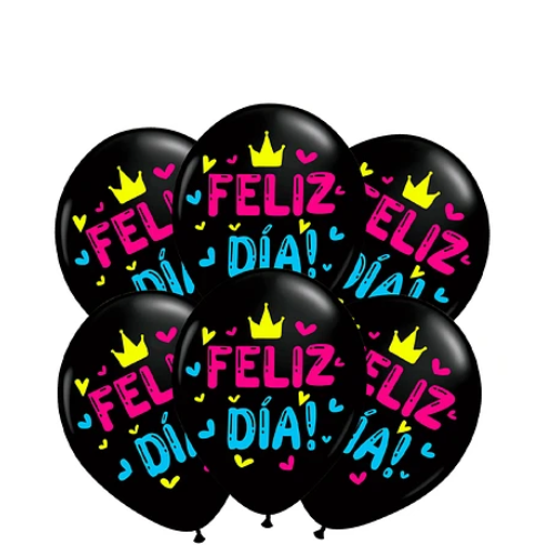 Set De Dlobos Latex Negro Feliz Dia 6un-1