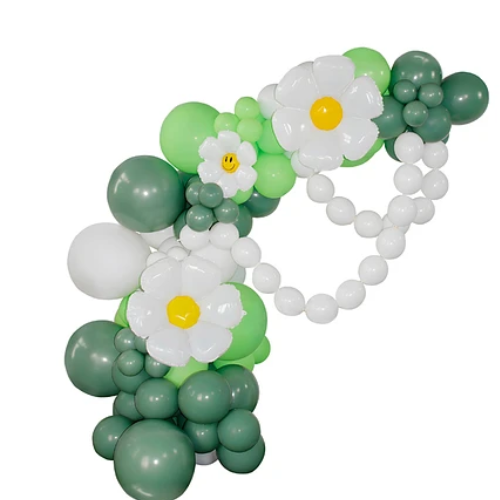 Arco De Globos Orgánico Verde Con Flores 99 Pcs-0