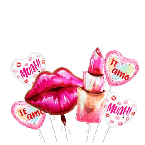Set De Globos Metalicos Labios Y Labial 6pcs-1
