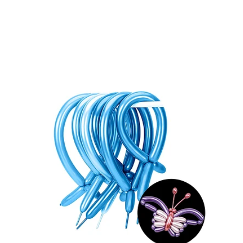 Globos Largos Cromados Color Azul 20pcs 30cm-1
