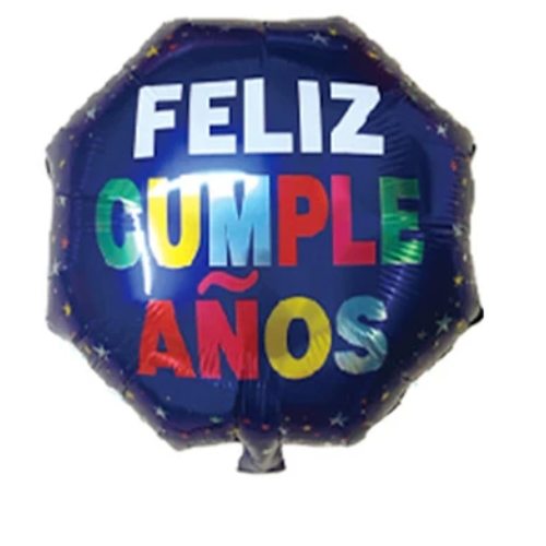 Globo Metálico Azul Feliz Cumpleaños De 45cm-0