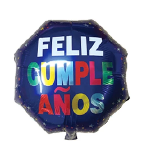 Globo Metálico Azul Feliz Cumpleaños De 45cm-1
