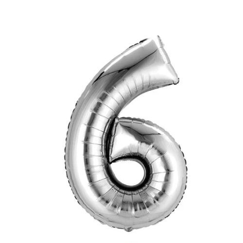 Globo Número 6 Plata 40 Pulgadas-0