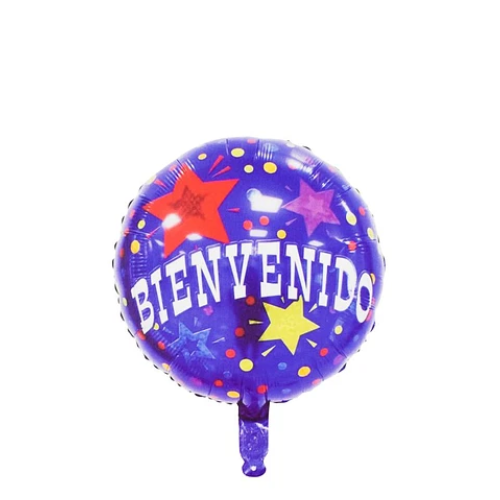Globo Metálico Redondo De Bienvenido Púrpura De 45cm-1