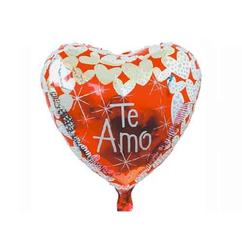 Globo Metalico Corazón Rojo Blanco Te Amo 45 cm-0
