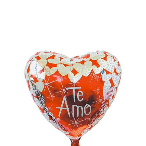 Globo Metalico Corazón Rojo Blanco Te Amo 45 cm-1
