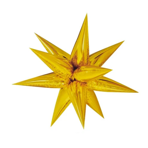 Globo Metálico De Estrella Explosión Dorada De 65cm-0