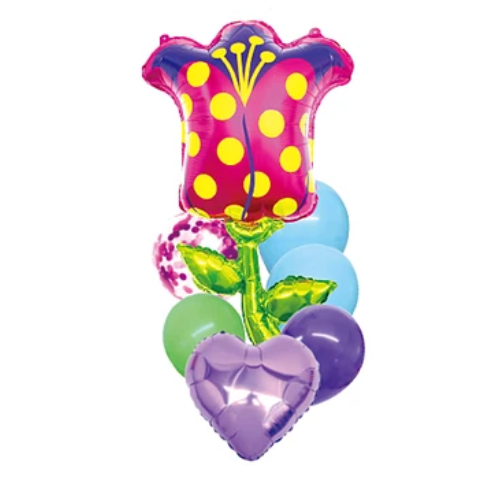 Set Globos Con Flor Color Rosa 7 Pcs-0