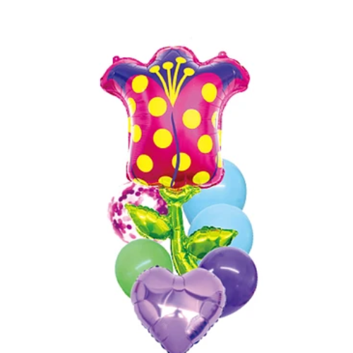 Set Globos Con Flor Color Rosa 7 Pcs-1
