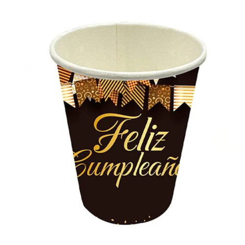 Vaso Feliz Cumpleaños Dorado Y Negro 250ml 6un-0