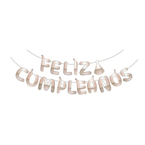 Guirnalda Feliz Cumpleaños Oro Rosa 5m-0