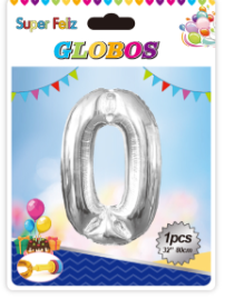 GLOBO NUMERO 0 PLATEADO-0