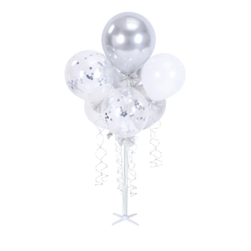 Set De Globos Con Pedestal 7 Pcs Plateado-0