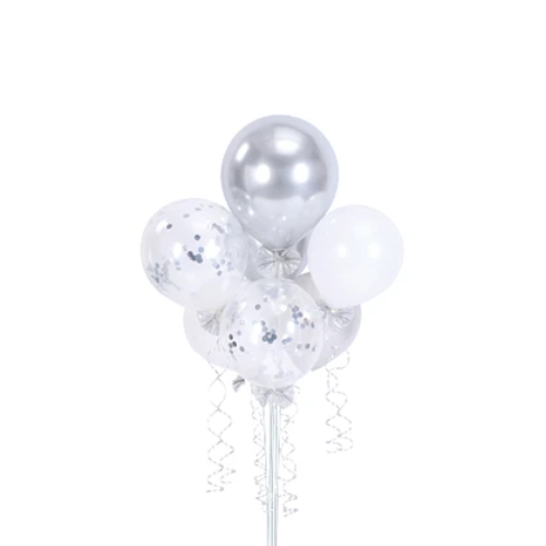 Set De Globos Con Pedestal 7 Pcs Plateado-1