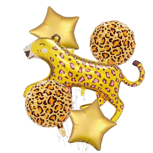 Set De Globos Metalizado Leopardo Dorado De 5Pcs-0