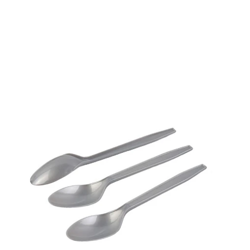 Cucharas Plásticas  Color Plateado 12pcs 15cm-1