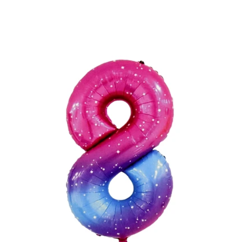Globo Metálico Número 8 Degradado Con Estrellas 40-1