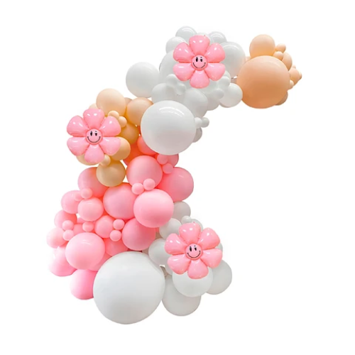 Arco De Globos Organico Rosa Con Flores 105Pcs-0