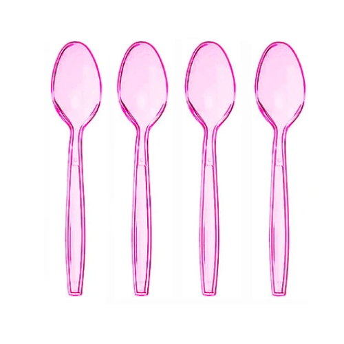 Cucharas Plasticas Rosa 12un 15.5cm-0