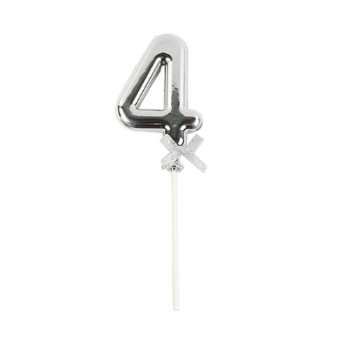 Topper De Número 4 Plateado 20cm-0