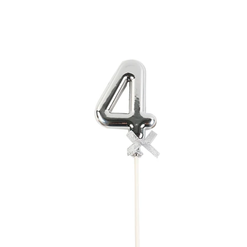 Topper De Número 4 Plateado 20cm-1