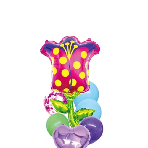 Set Globos Con Flor Color Rosa 7Pcs-1
