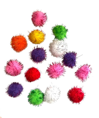POMPONES COLORES SURTIDOS/ BRILLANTINA 3 CM-0
