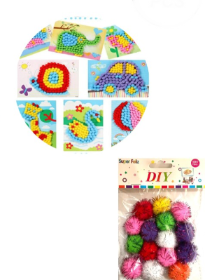 POMPONES COLORES SURTIDOS/ BRILLANTINA 3 CM-1