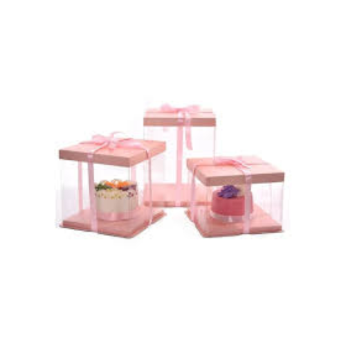 CAJA P/TORTA TRANS C/ROSADO 38cm*30cm (sin lazo) .-0
