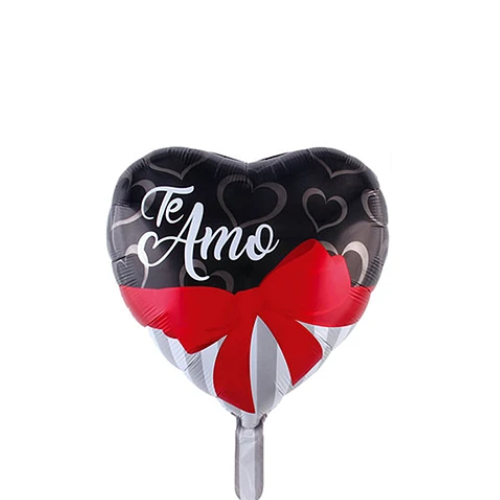 Globo Metálico Corazón 45cm Con Lazo Te Amo -1