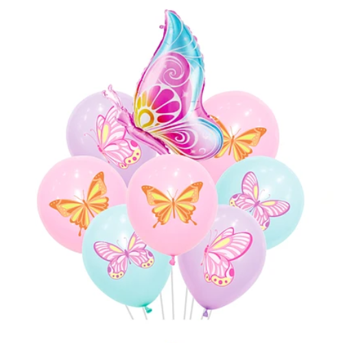 Set De Globos Latex Mariposa 9 Pcs -0