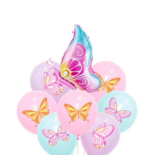 Set De Globos Latex Mariposa 9 Pcs -1