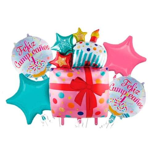Set Globos Metálicos Feliz Cumpleaños 5 Pcs-0