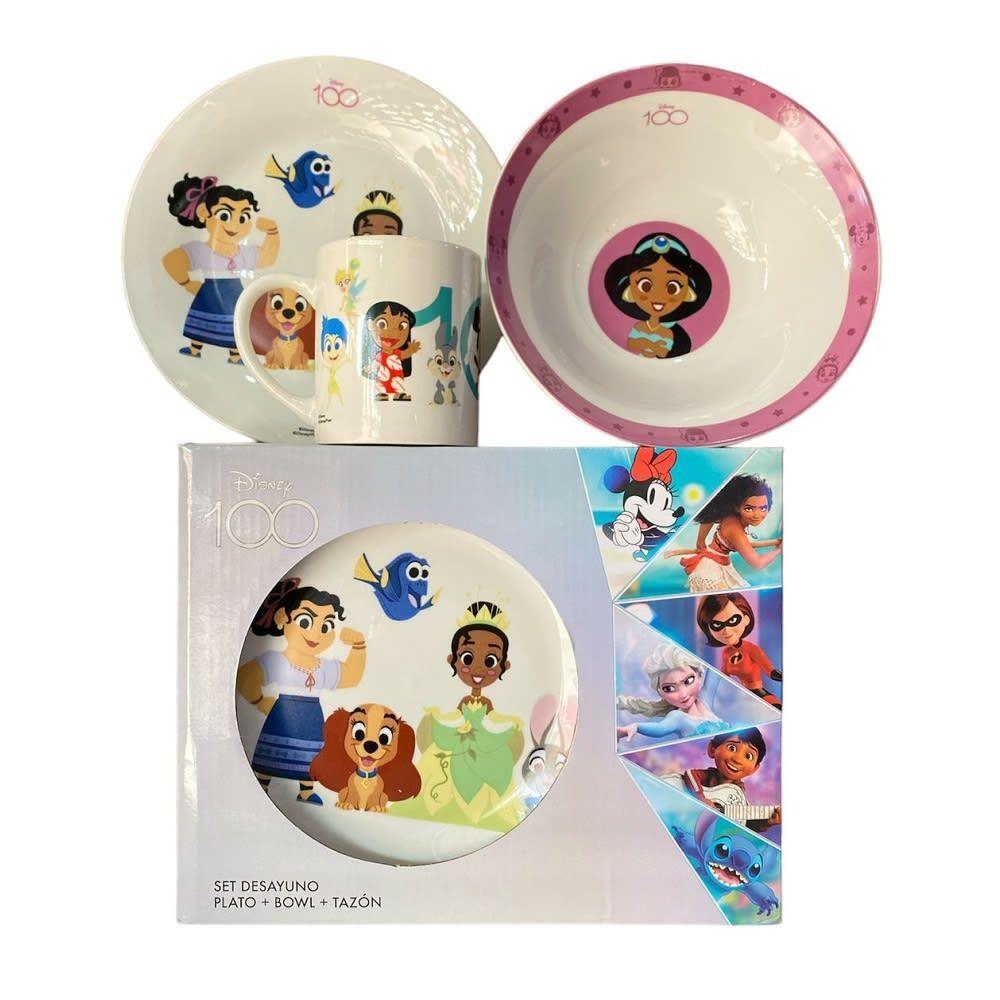 CAJA 12PCS SET DESAYUNO 3PCS CUTE DISNEY 100 AÑOS.-0