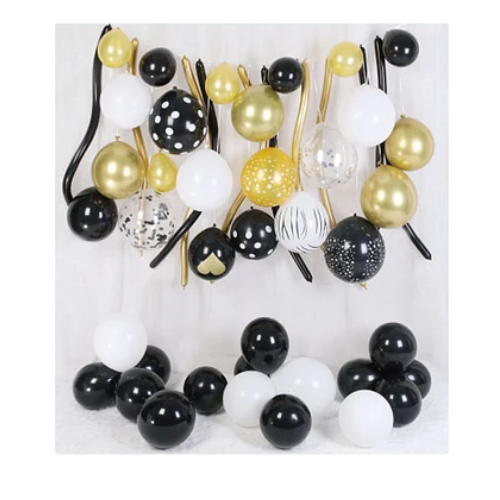 Set De Globos de Látex Dorado Y Negro 49 pcs-0