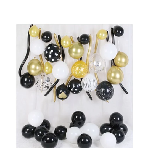 Set De Globos de Látex Dorado Y Negro 49 pcs-1