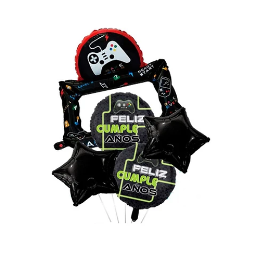 Set De Globos Diseño Videojuegos 5pcs-0
