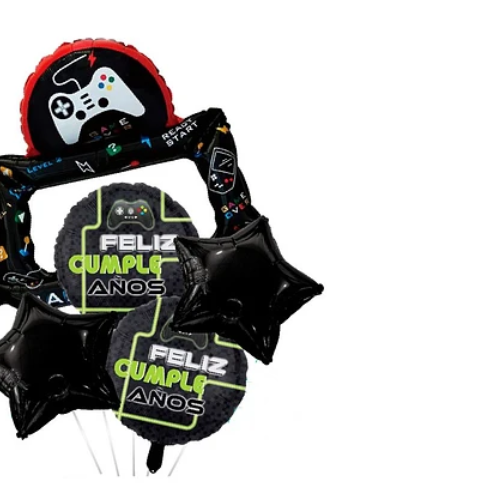Set De Globos Diseño Videojuegos 5pcs-1